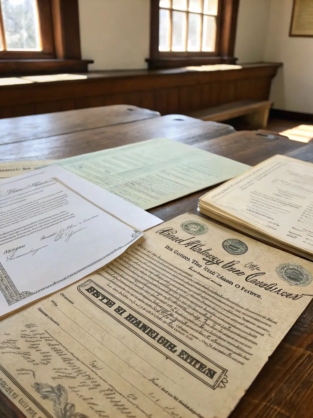 A photograph of historical documents and architectural plans related to the Sainte Marie Madeleine church, highlighting the importance of archival research in preservation.