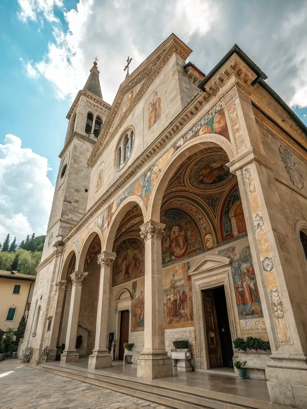 An image of the church's interior, specifically highlighting restored frescoes or artwork, showcasing the beauty being brought back to life.