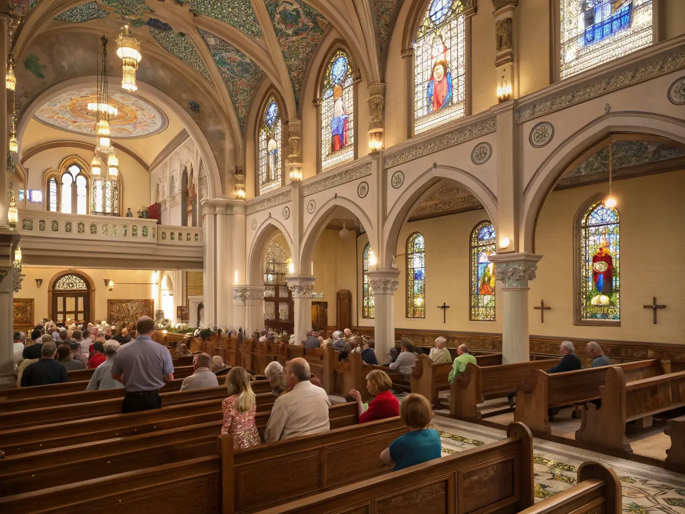 A photograph showing a community event held at the church, such as a concert or historical reenactment, highlighting the church's role as a cultural hub.